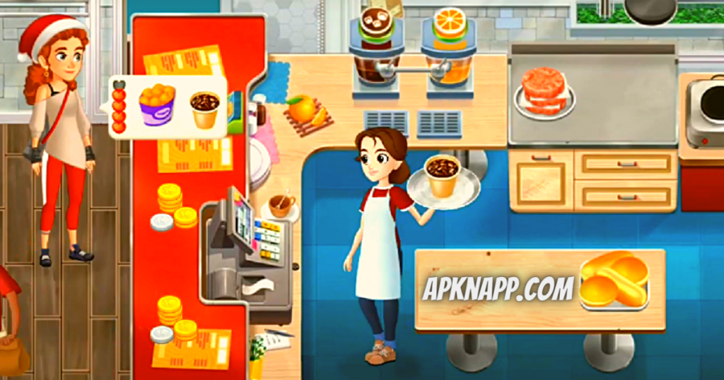 girl is serving burger in cooking diary apk unlimited rubies